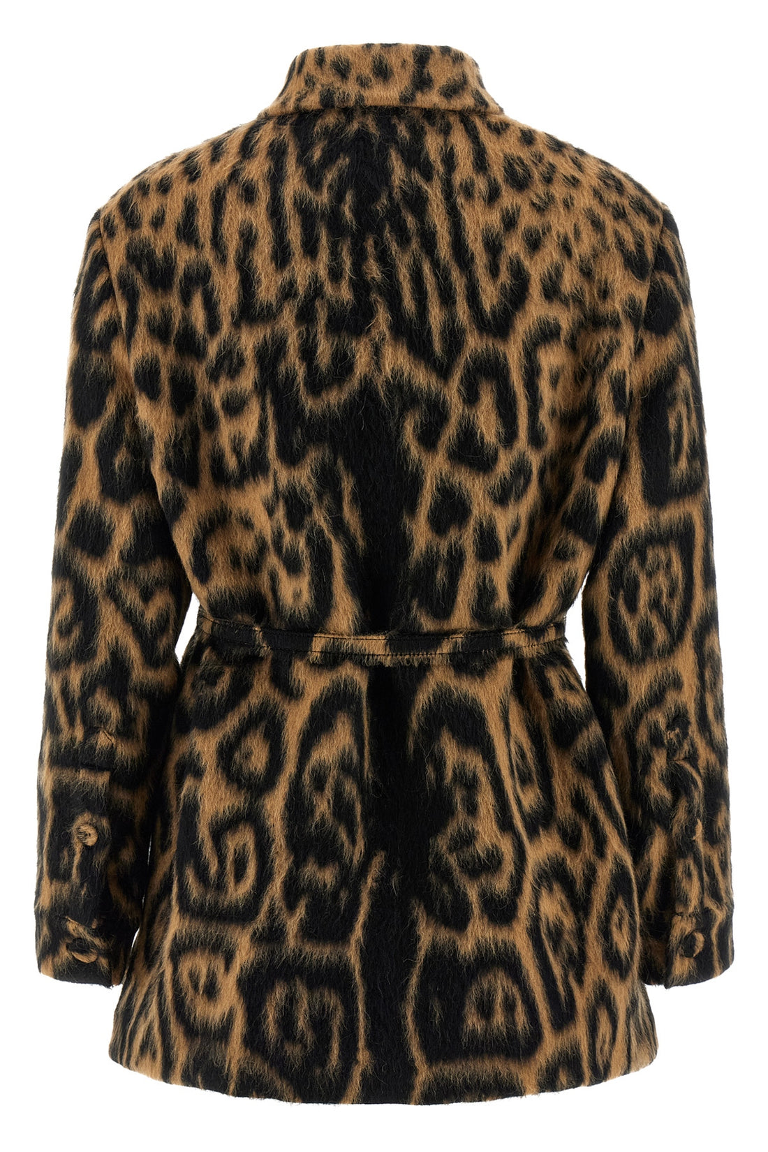 FENDI 40 animal print swept wool jacket