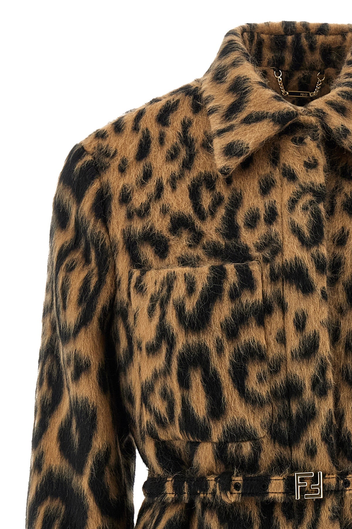 animal print swept wool jacket