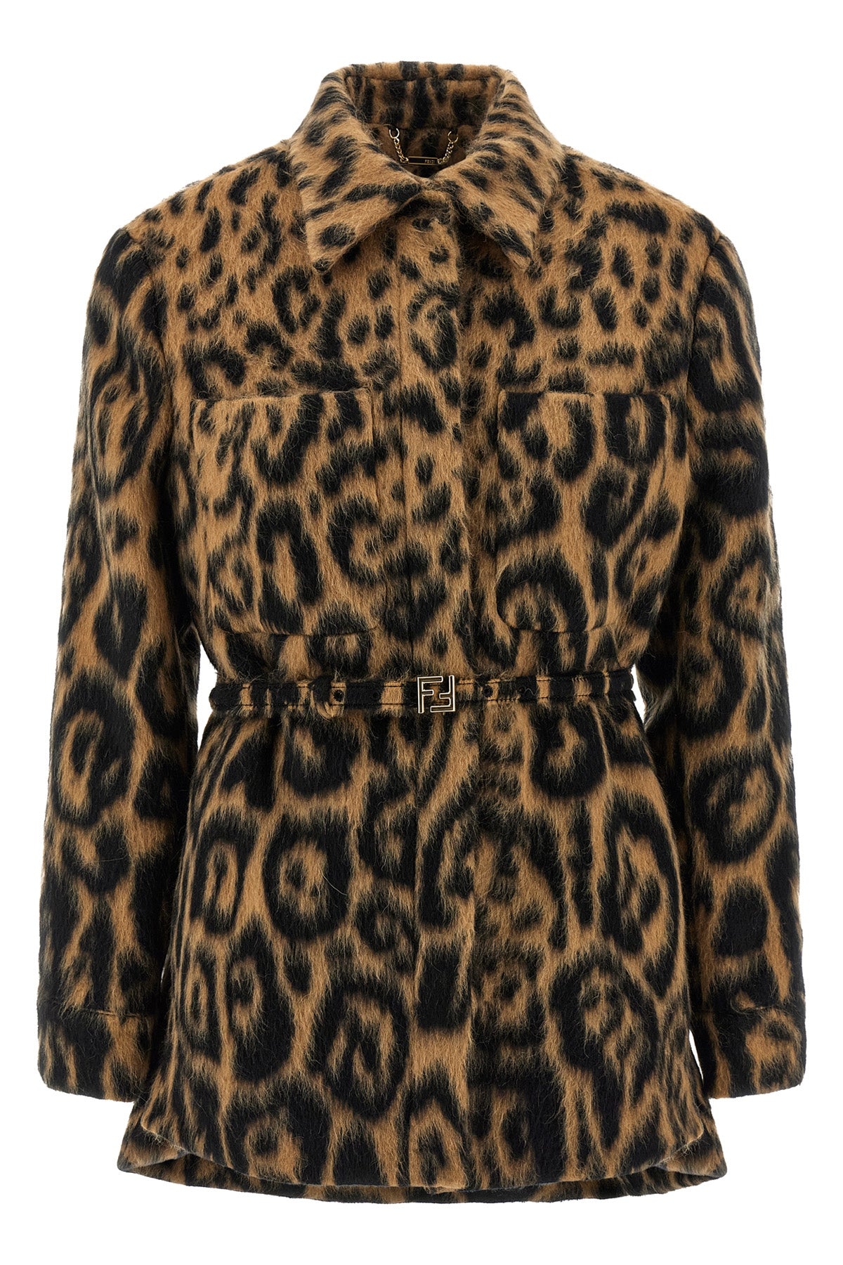 animal print swept wool jacket