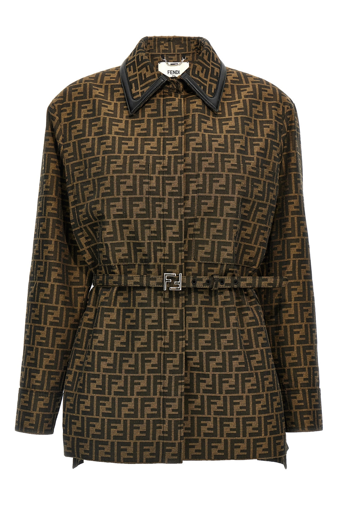 FENDI 38 all-over ff logo pattern cotton blend jacket