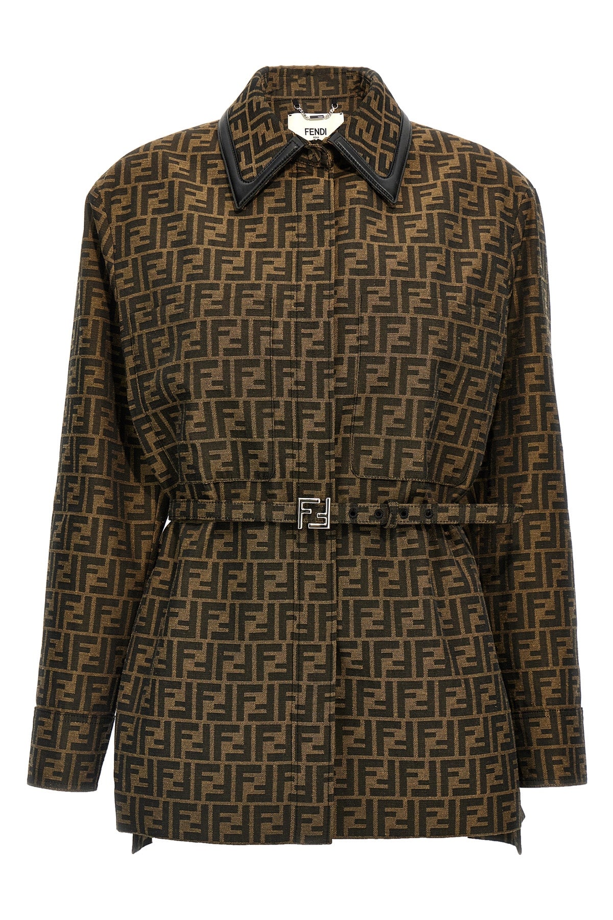 all-over ff logo pattern cotton blend jacket