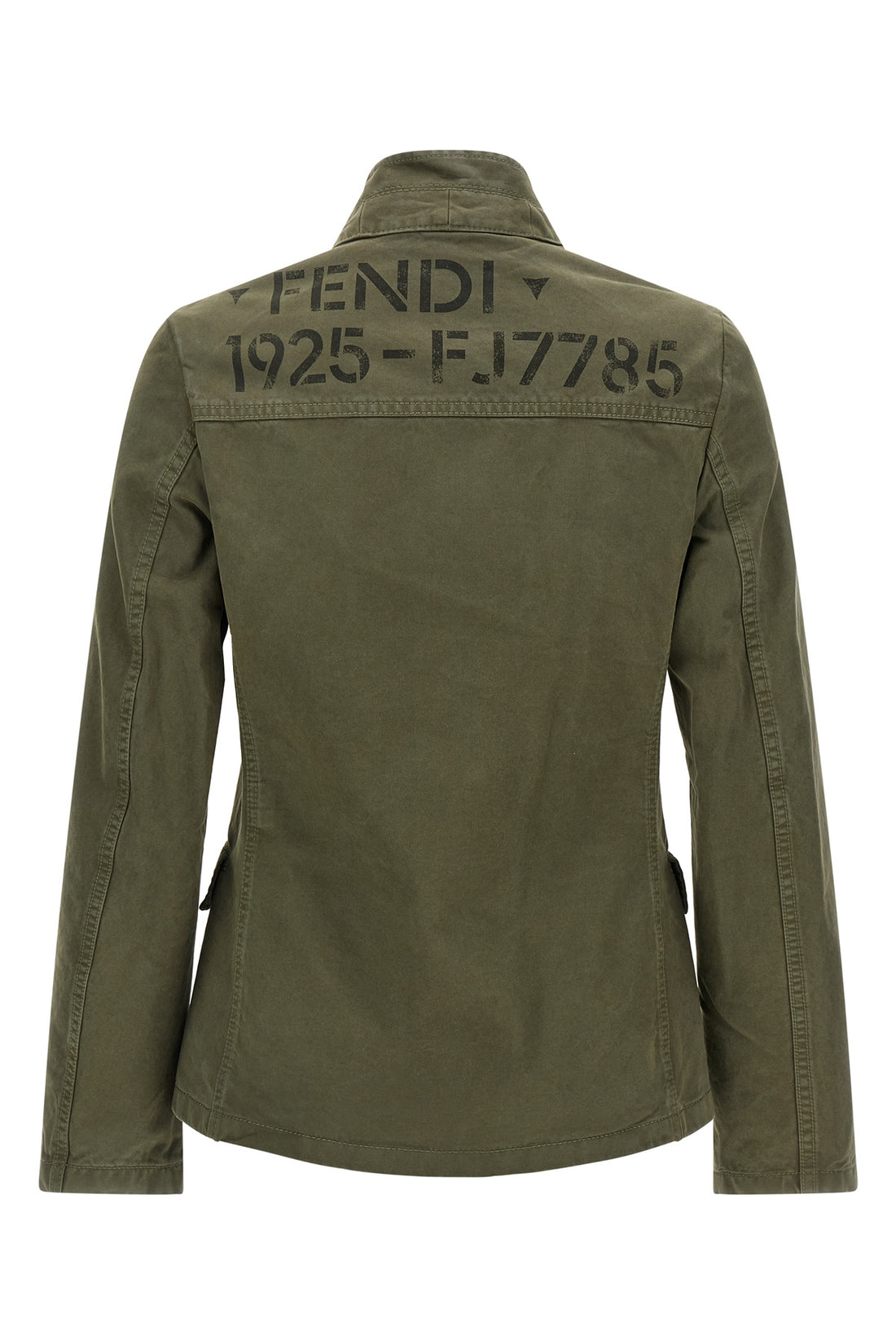 FENDI 38 the fendi equestrian jacket in pure olive green cotton drill stands out for its