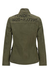 the fendi equestrian jacket in pure olive green cotton drill stands out for its
