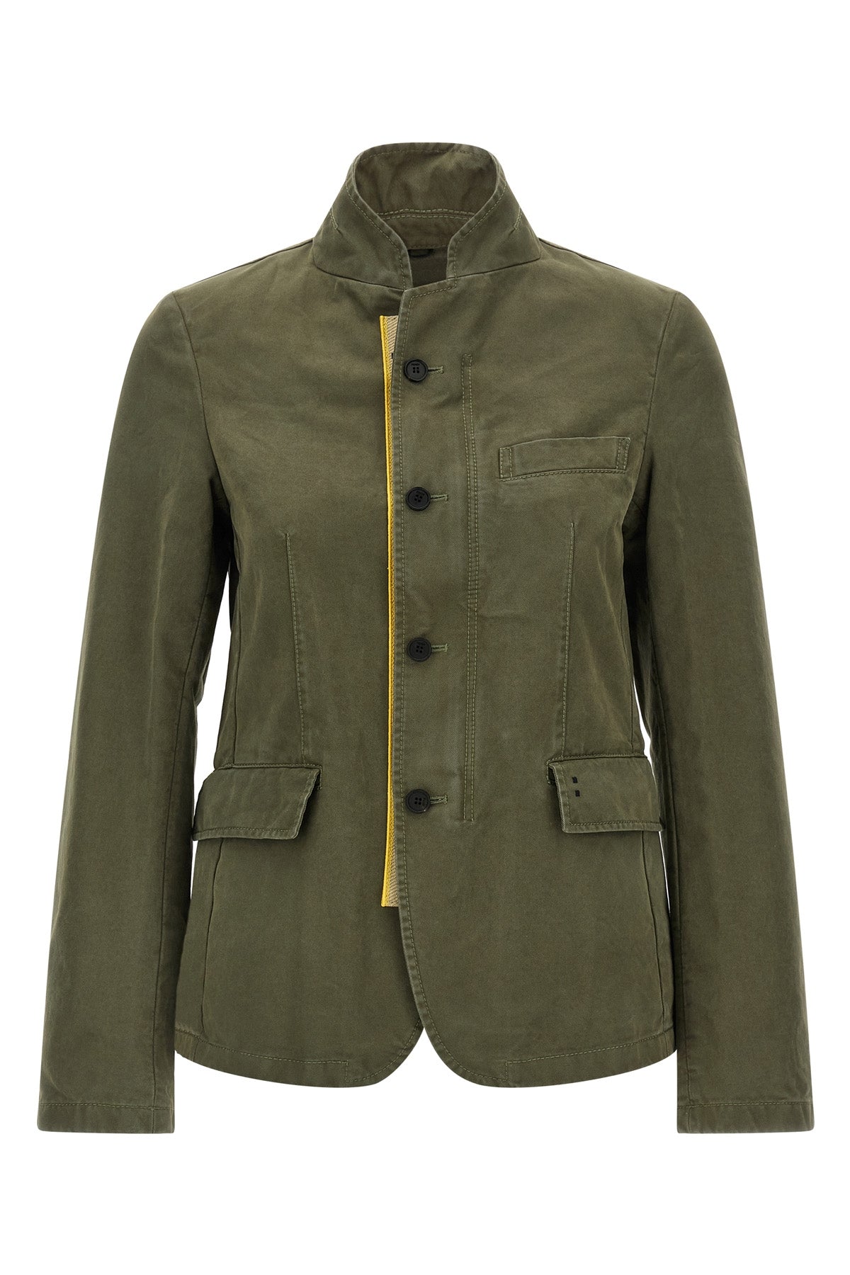 the fendi equestrian jacket in pure olive green cotton drill stands out for its