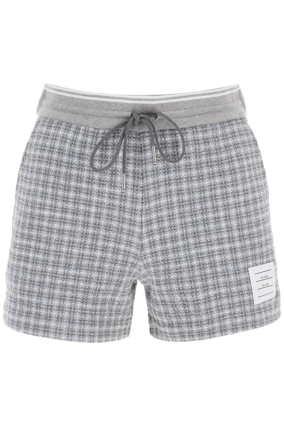 check tweed sweatshorts