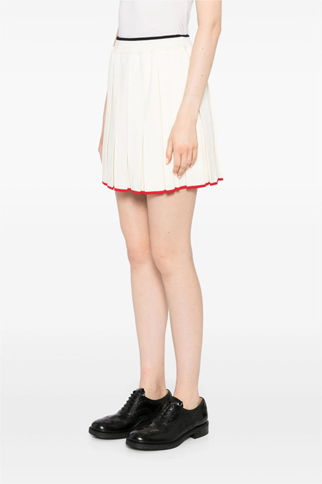THOM BROWNE 38 pleated wool blend knit skirt