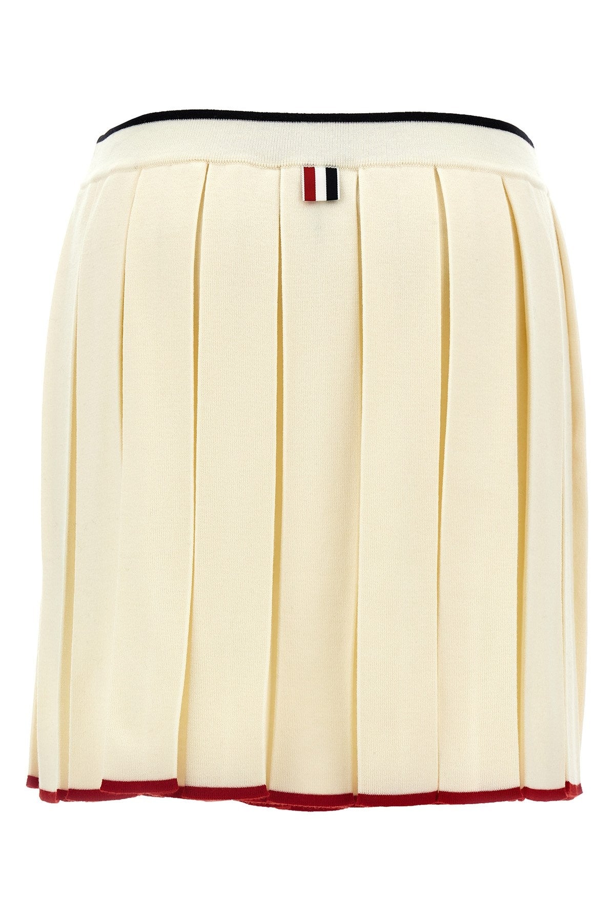 pleated wool blend knit skirt