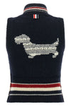 the thom browne vest is made of a fine blend of wool and mohair