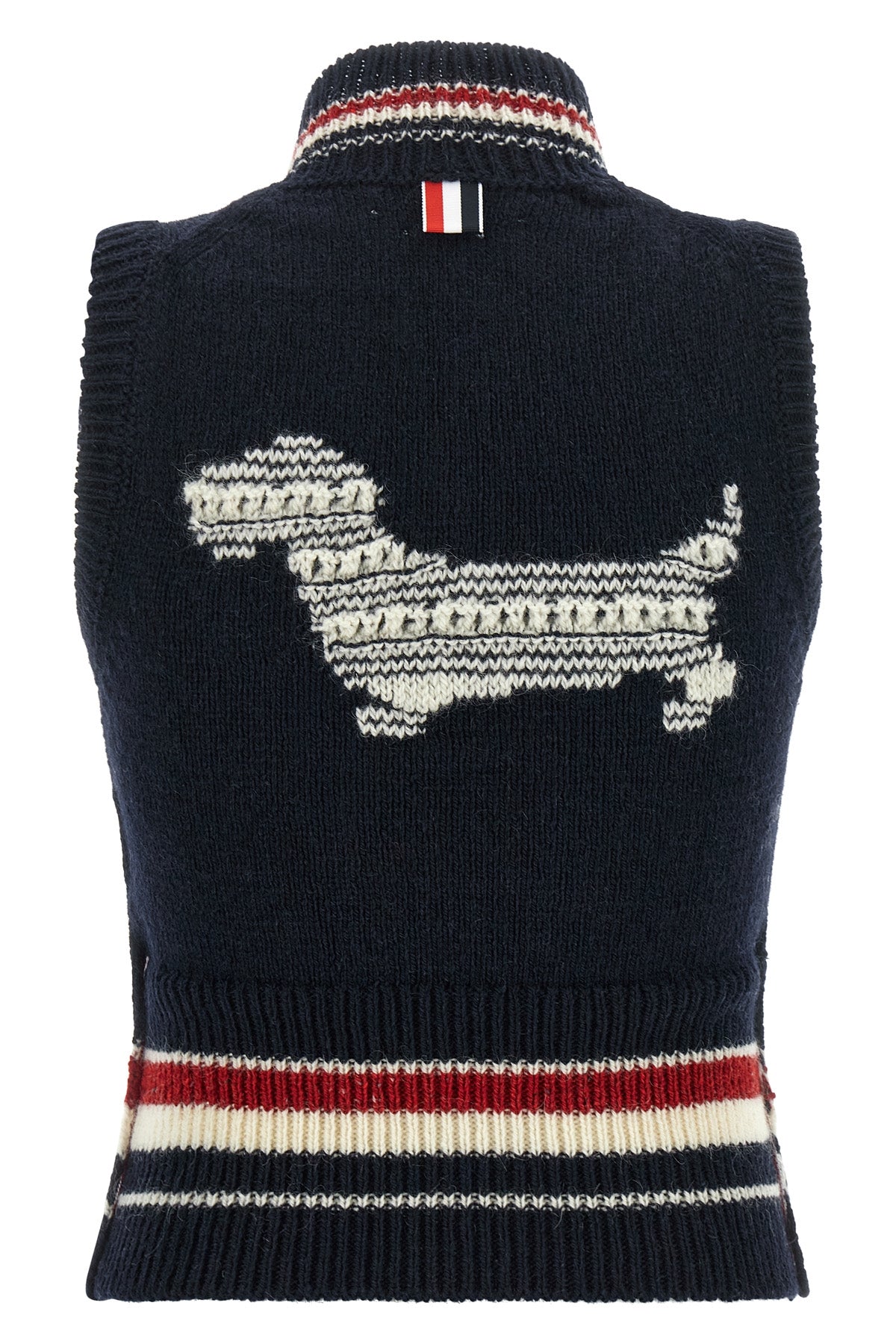 the thom browne vest is made of a fine blend of wool and mohair