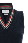 the thom browne vest is made of a fine blend of wool and mohair