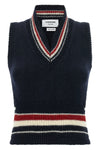 the thom browne vest is made of a fine blend of wool and mohair