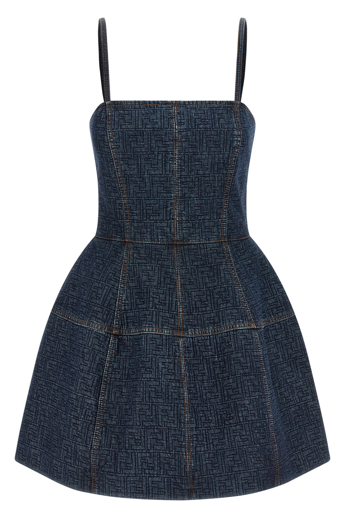 FENDI 40 all-over quilted ff denim mini dress