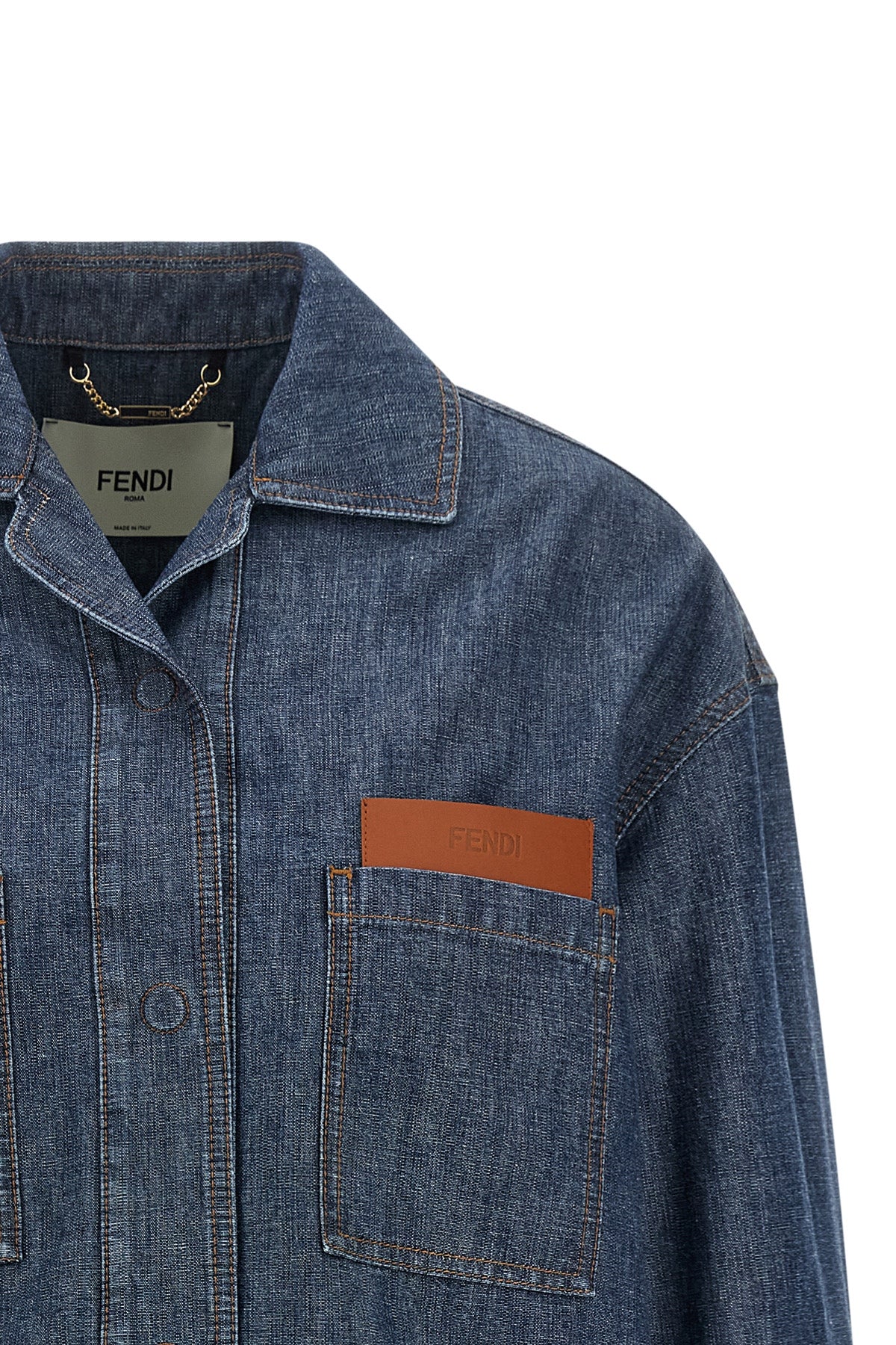 the fendi chambray denim jacket defines the contemporary outerwear through a pre