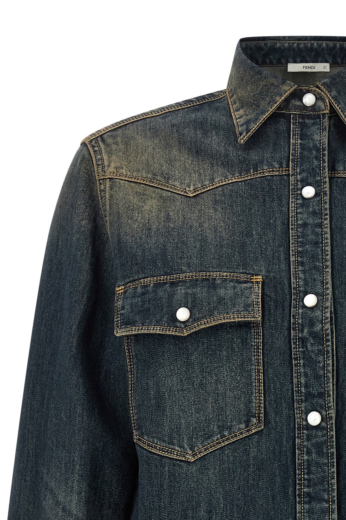 the shirt fendi western in denim reinterprets the codes of workwear clothing t