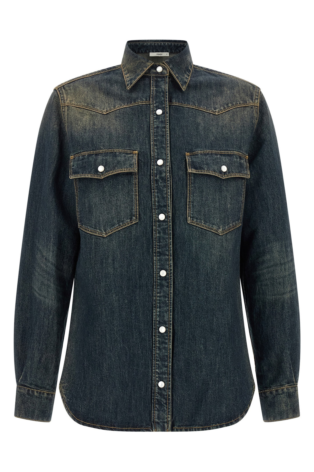 FENDI 38 the shirt fendi western in denim reinterprets the codes of workwear clothing t