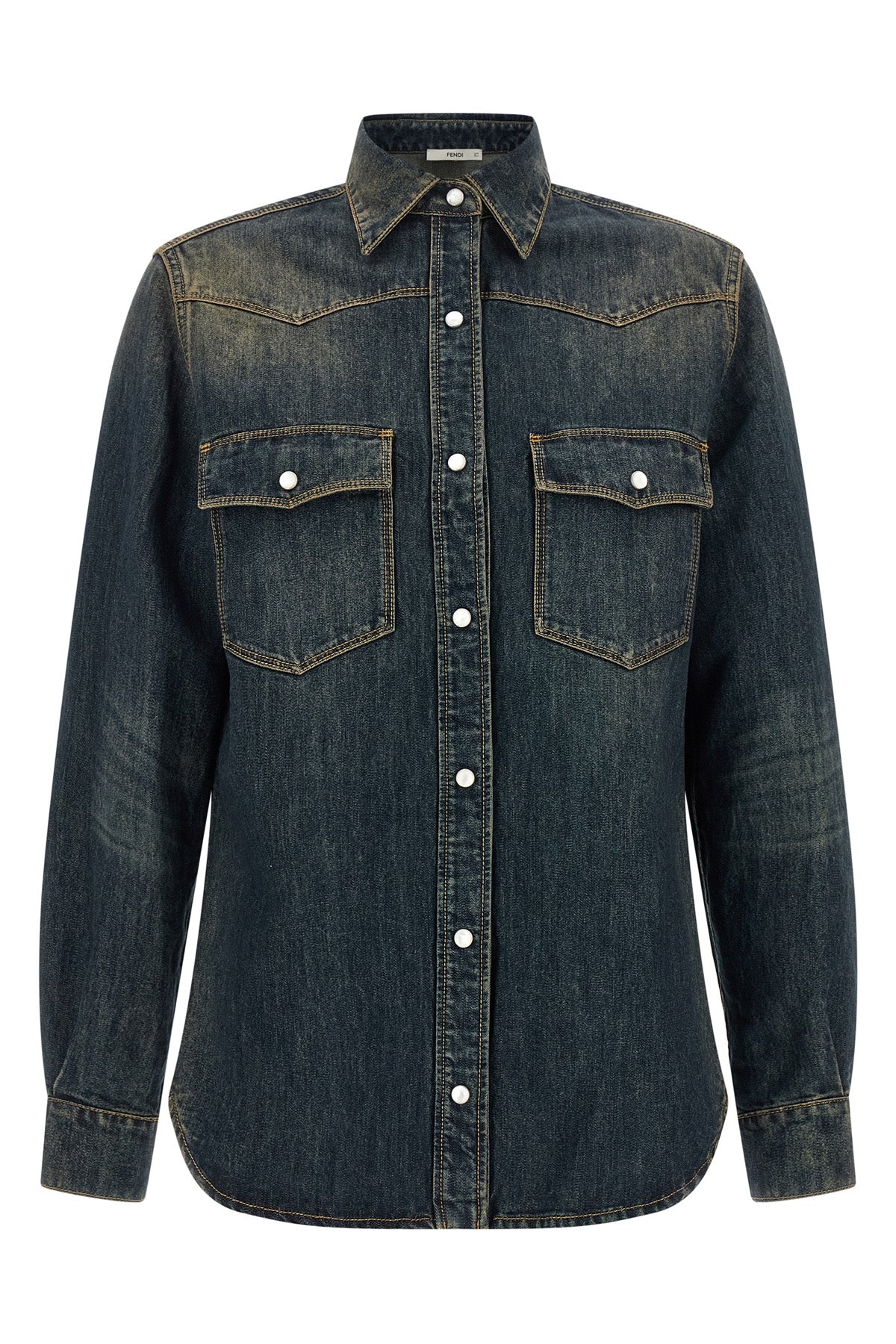 the shirt fendi western in denim reinterprets the codes of workwear clothing t