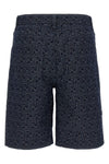high waist ff jacquard ff denim fabric bermuda shorts
