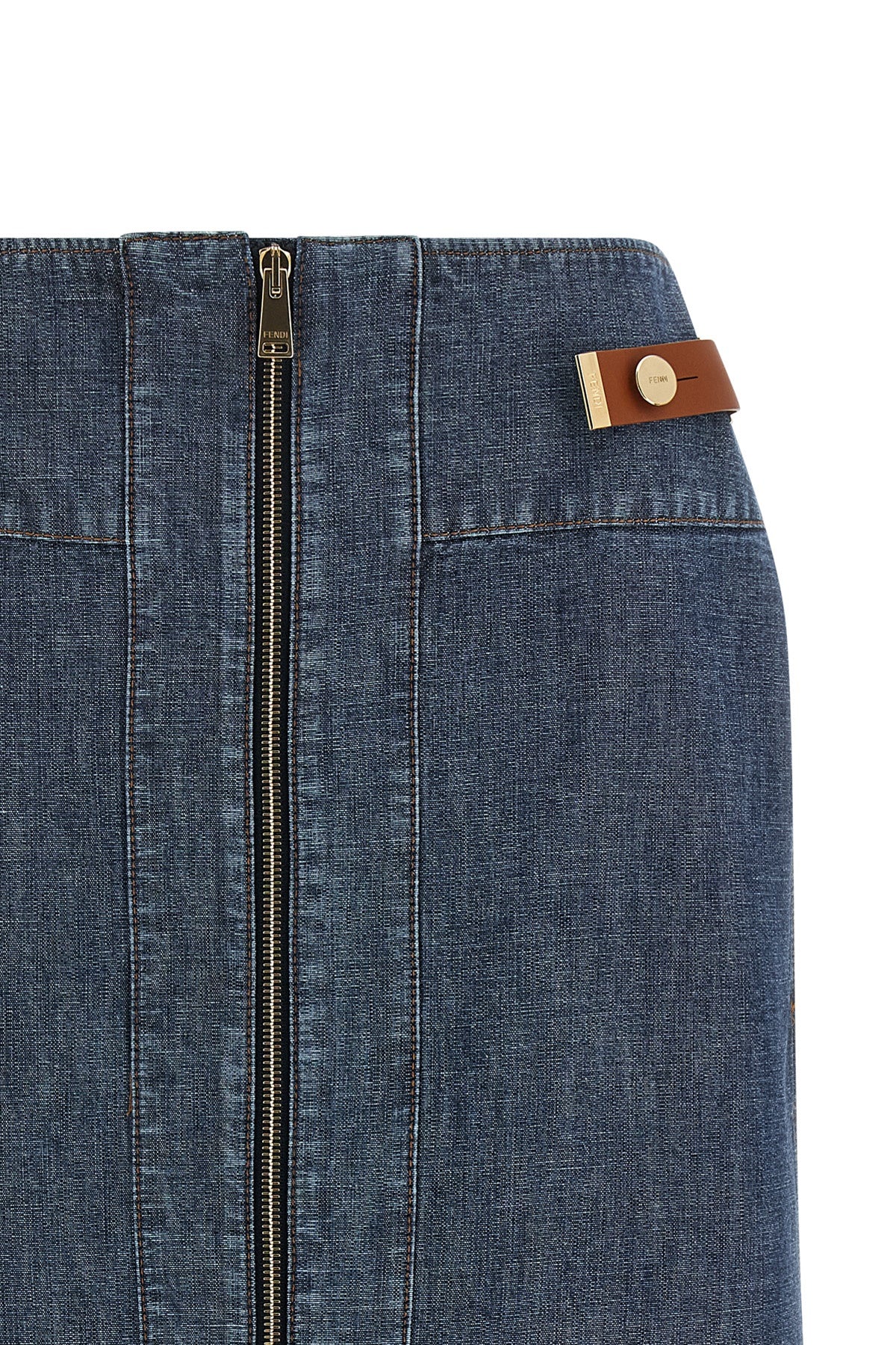 the fendi chambray denim skirt defines a new sartorial aesthetic through clean l