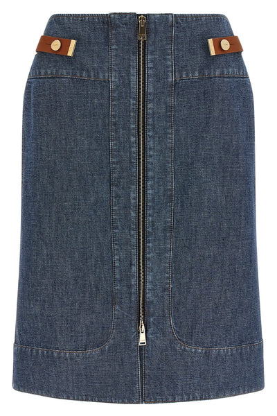 the fendi chambray denim skirt defines a new sartorial aesthetic through clean l