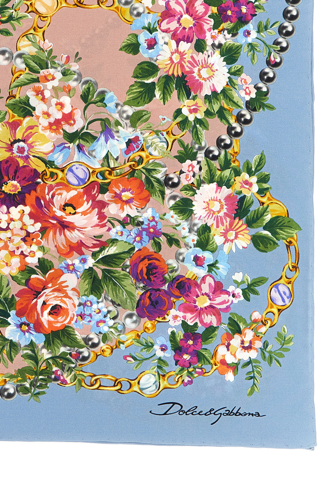 DOLCE &amp; GABBANA OS mazzolini di fiori print silk twill scarf