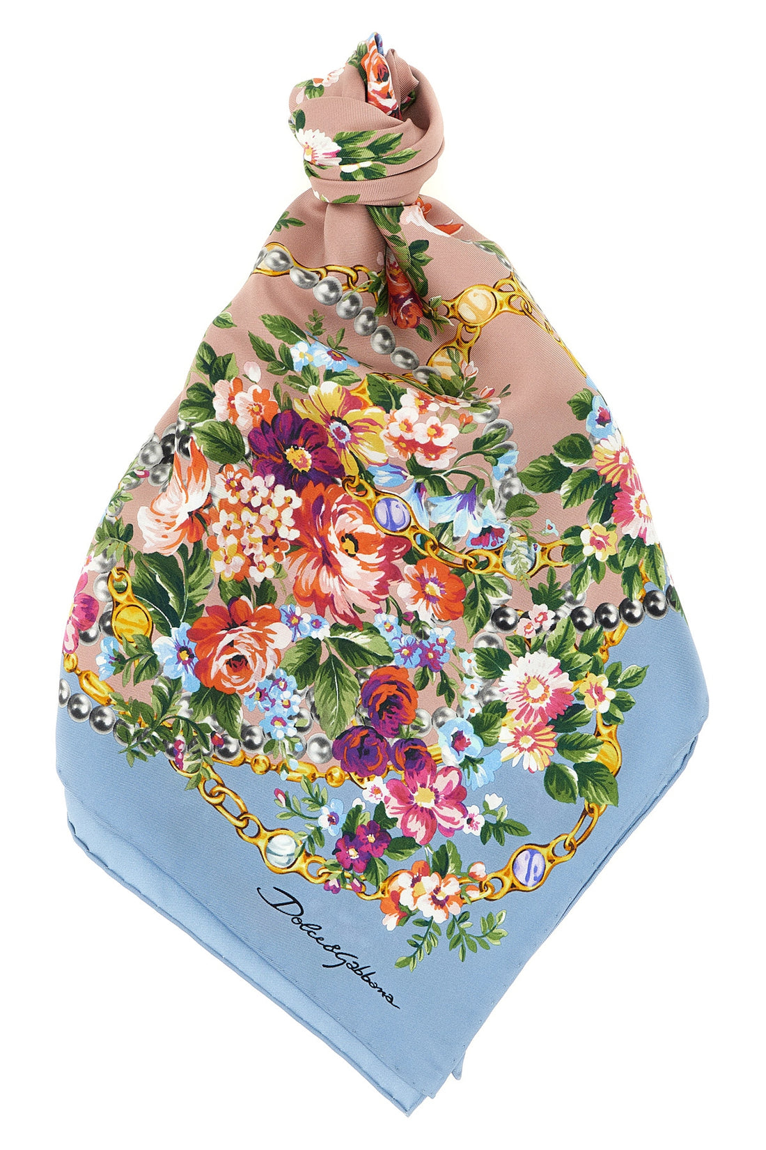 DOLCE &amp; GABBANA OS mazzolini di fiori print silk twill scarf