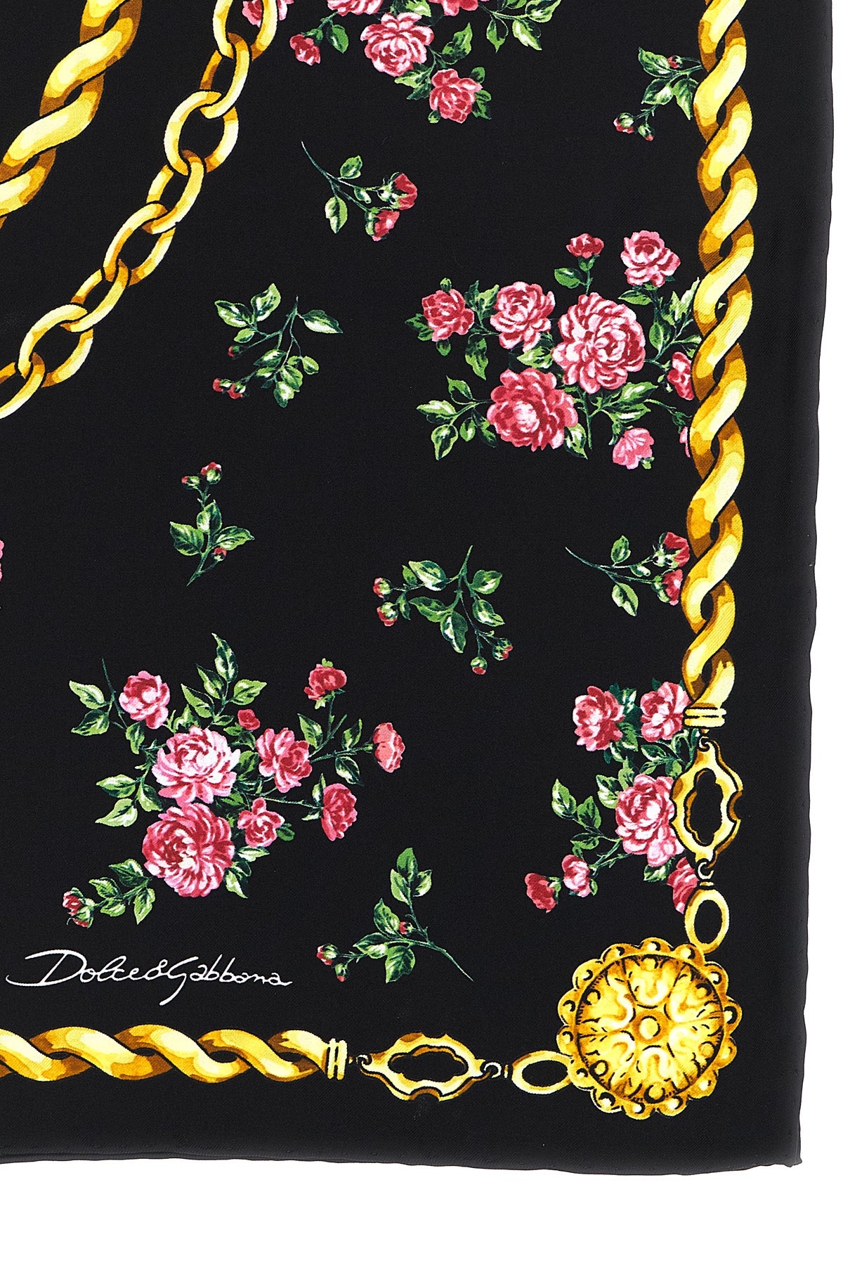 mazzolini di rose print silk twill scarf