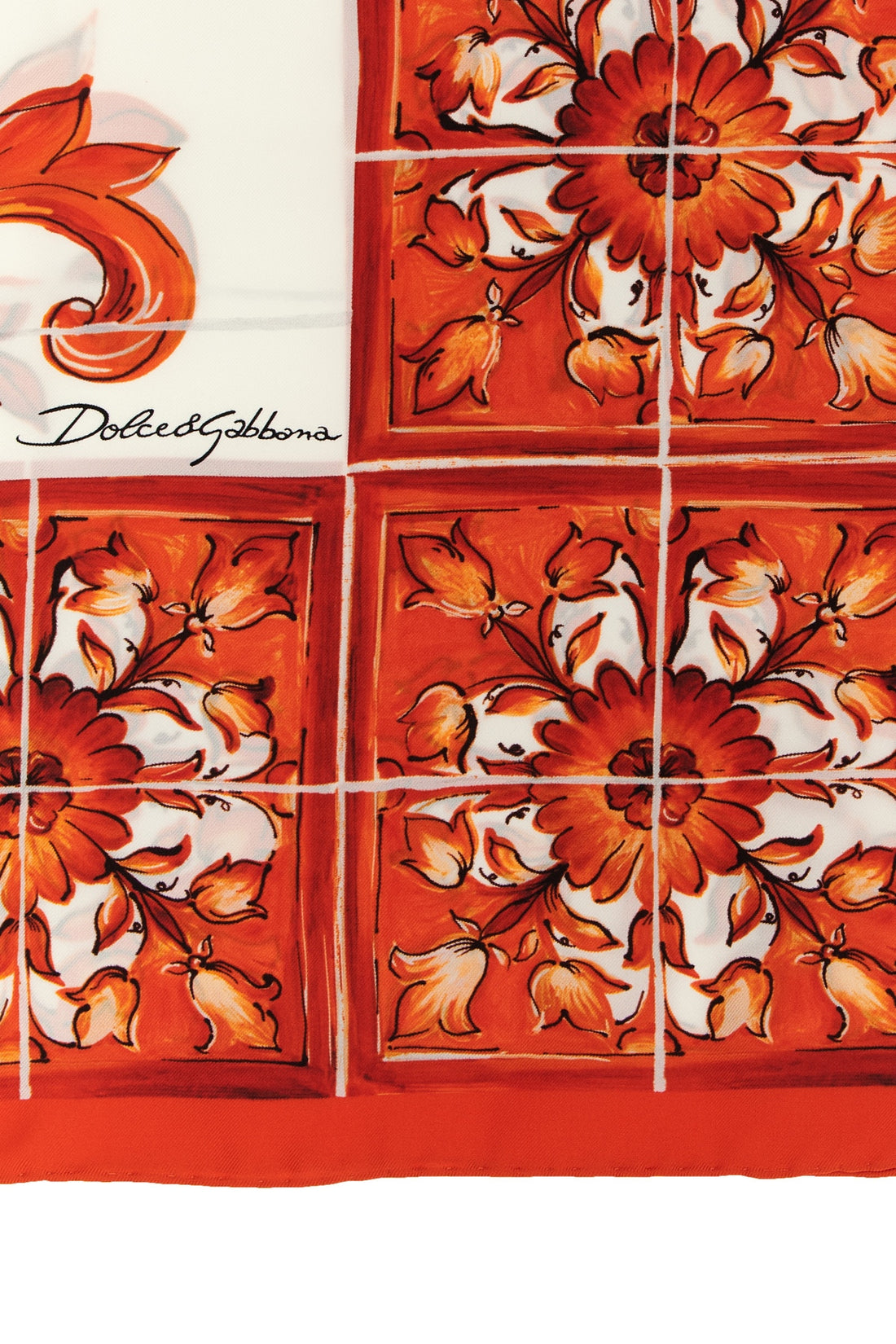 DOLCE &amp; GABBANA OS maiolica print silk twill scarf