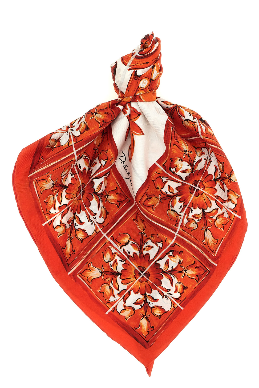 DOLCE &amp; GABBANA OS maiolica print silk twill scarf