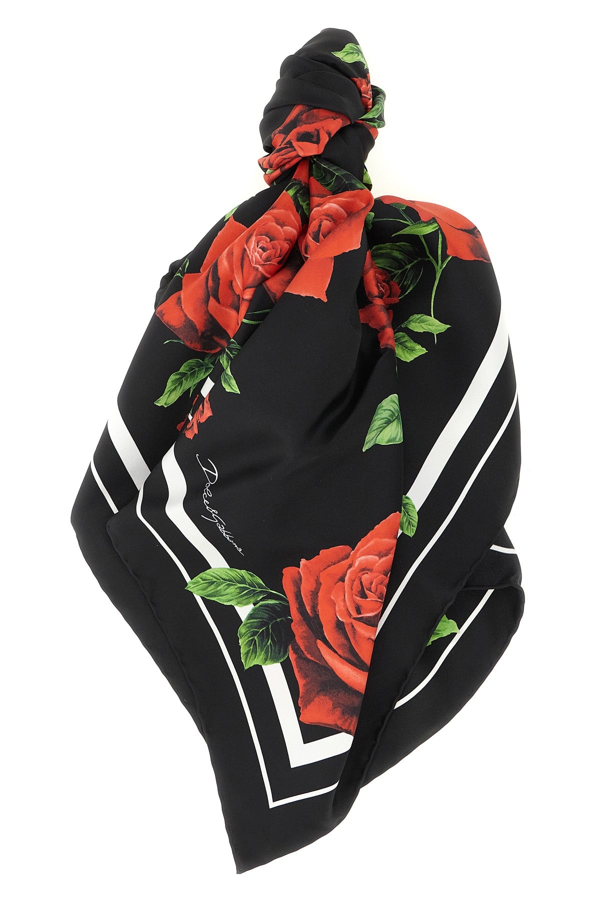 the dolce & gabbana scarf in pure twill silk defines the aesthetics of the brand