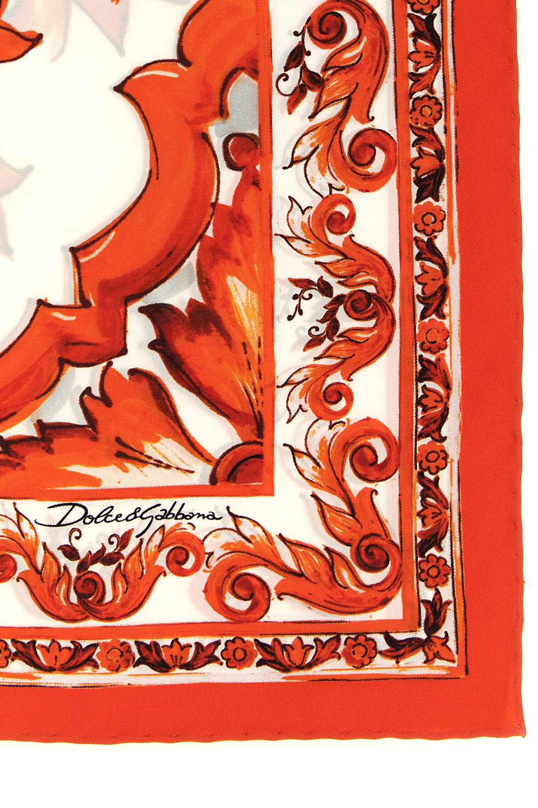 DOLCE &amp; GABBANA OS maiolica print silk twill scarf