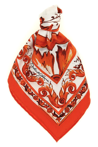 maiolica print silk twill scarf