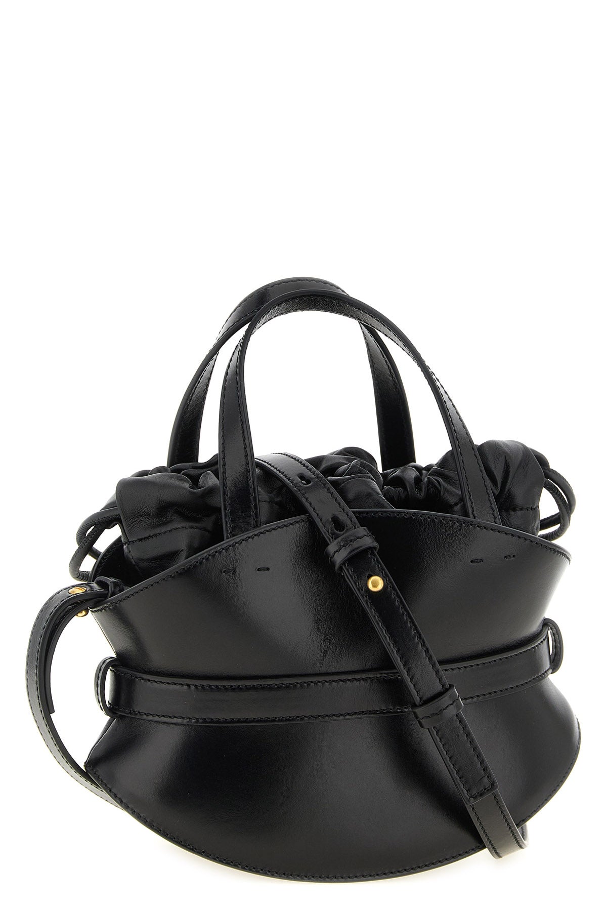 the black balmain shuffle mini handbag is made of fine smooth calf leather