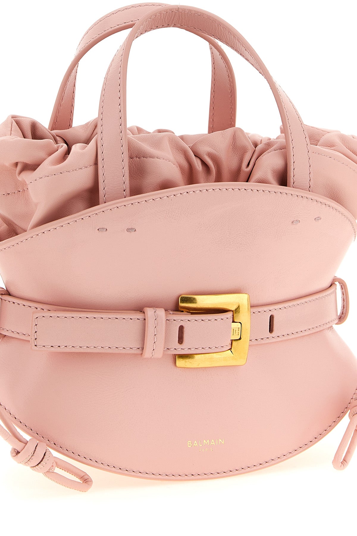the balmain shuffle mini handbag redefines volumes through a sculptural and si