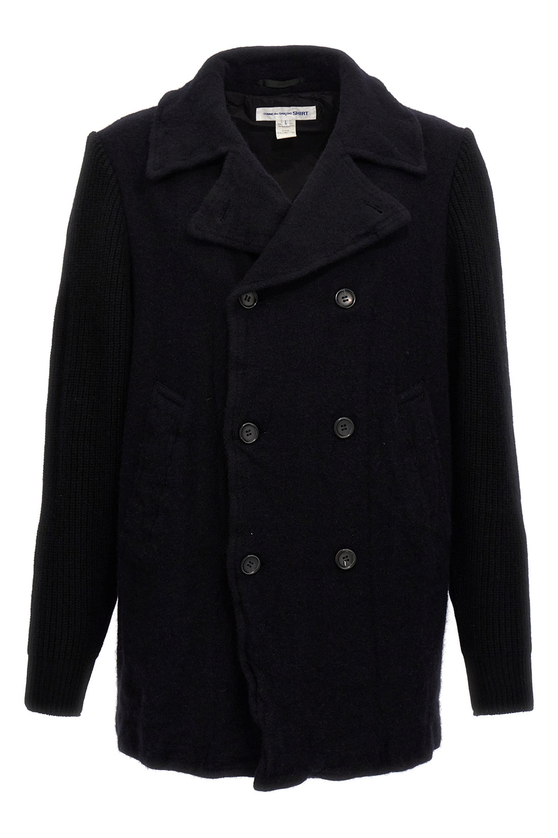 COMME DES GARCONS SHIRT L double-breasted wool cloth coat