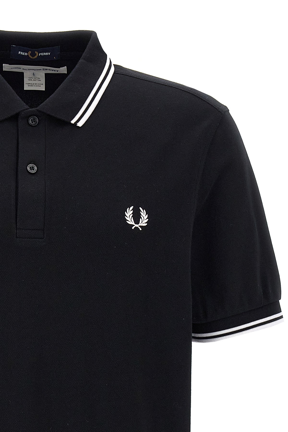 comme des garçons shirt x fred perry polo shirt in piqué cotton
