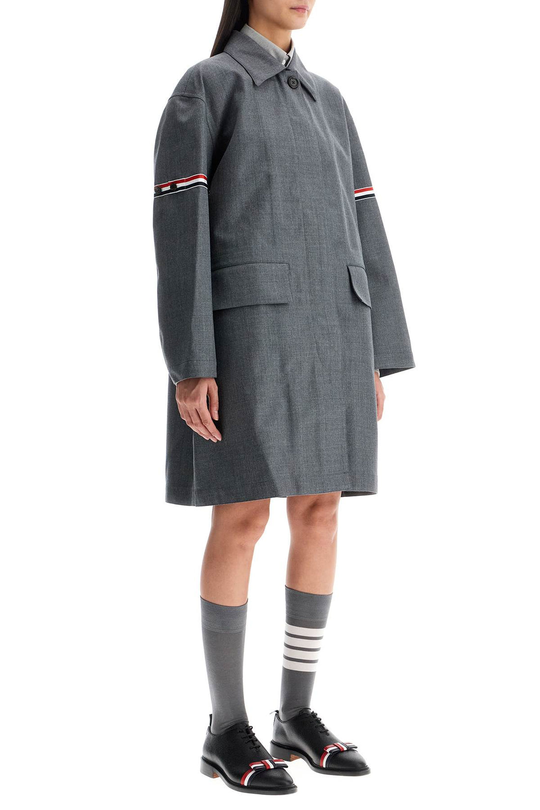 waterproof technical wool coat with rwb stripes