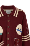 the found fin varsity patch collar cardigan
