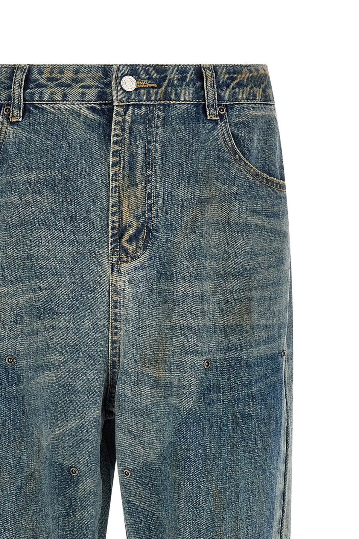 double knee carpenter vintage-washed cotton jeans