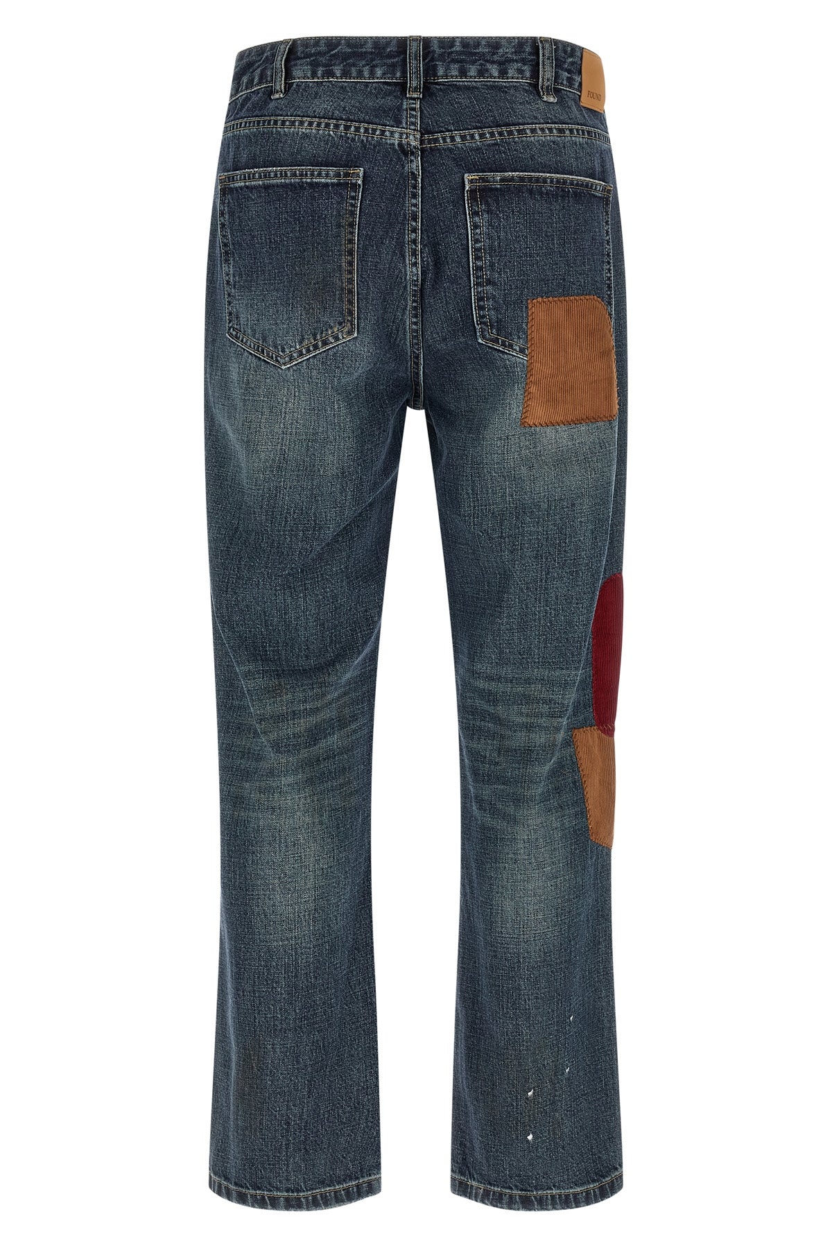 patchwork jeans in sturdy washed cotton denim that enhances the natural discol