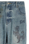 hand art jeans in durable medium weight cotton