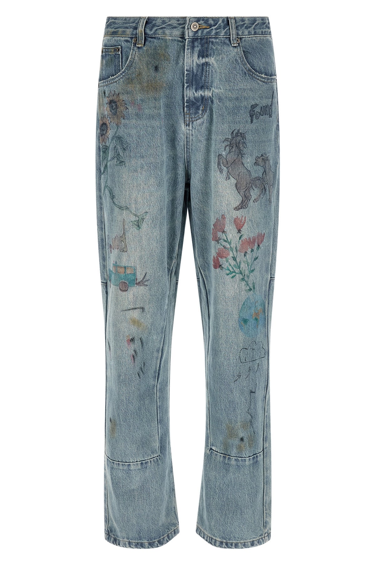 hand art jeans in durable medium weight cotton