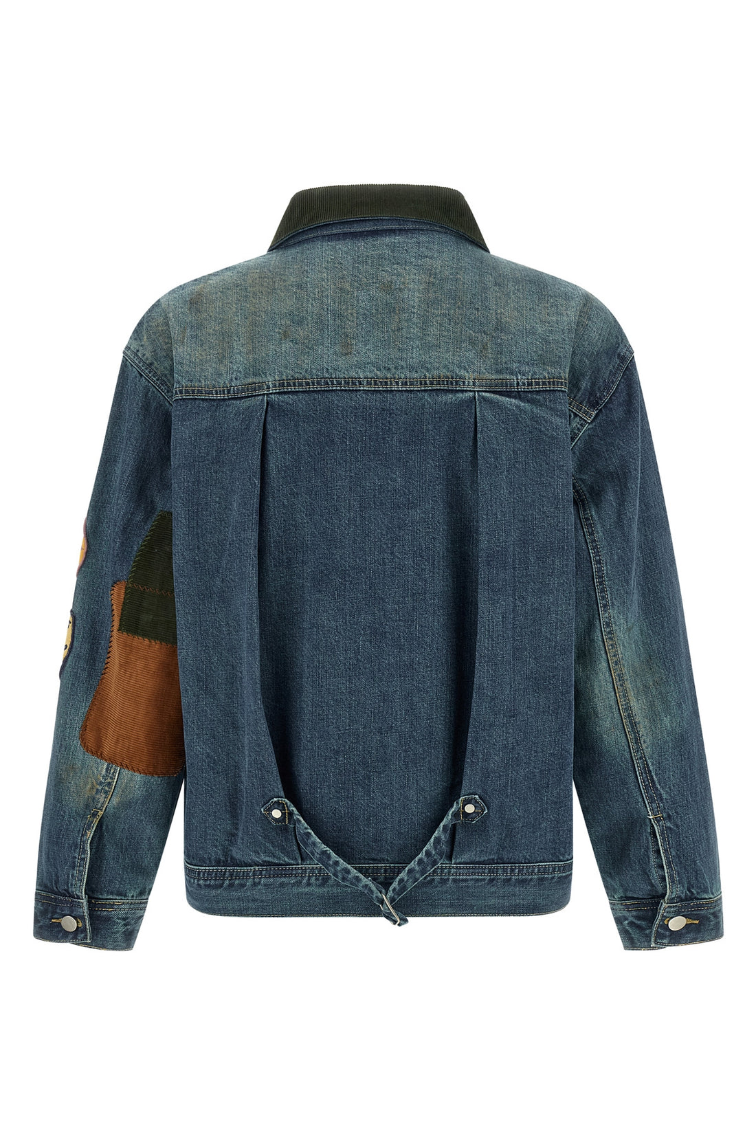 FOUND L patchwork vintage-effect stone washed cotton denim jacket