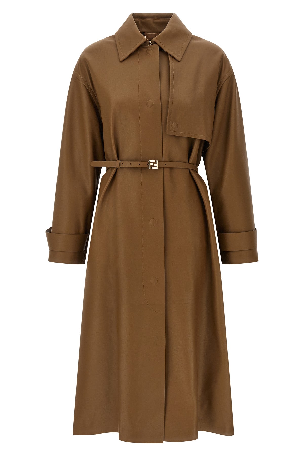 nappa midi trench coat