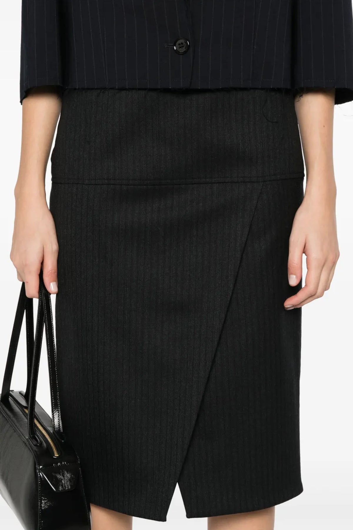 pinstripe wool skirt