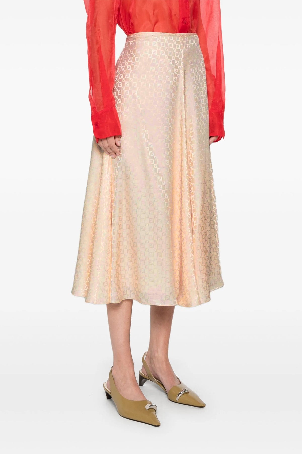 midi skirt in jacquard silk