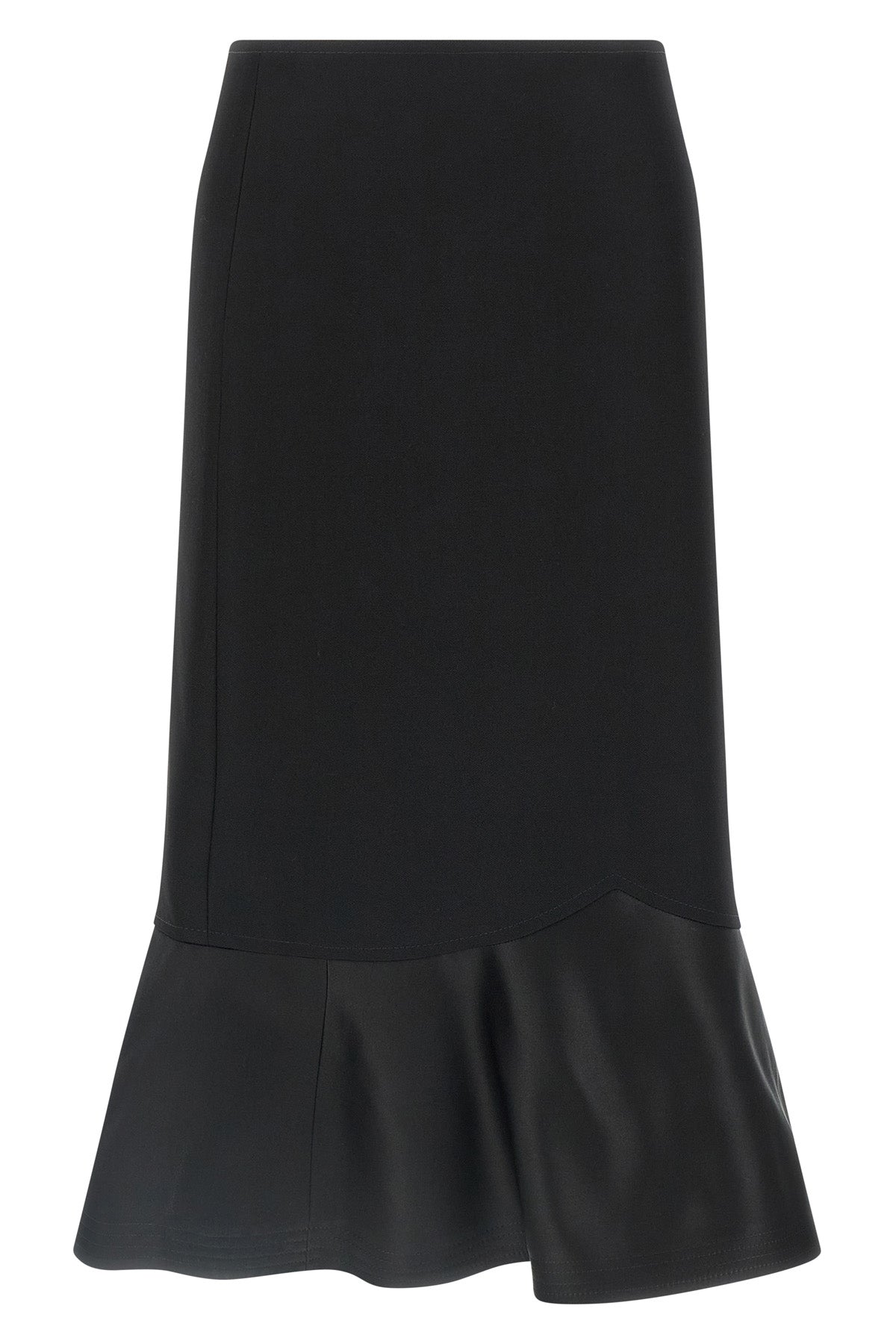 midi skirt in wool grain de poudre