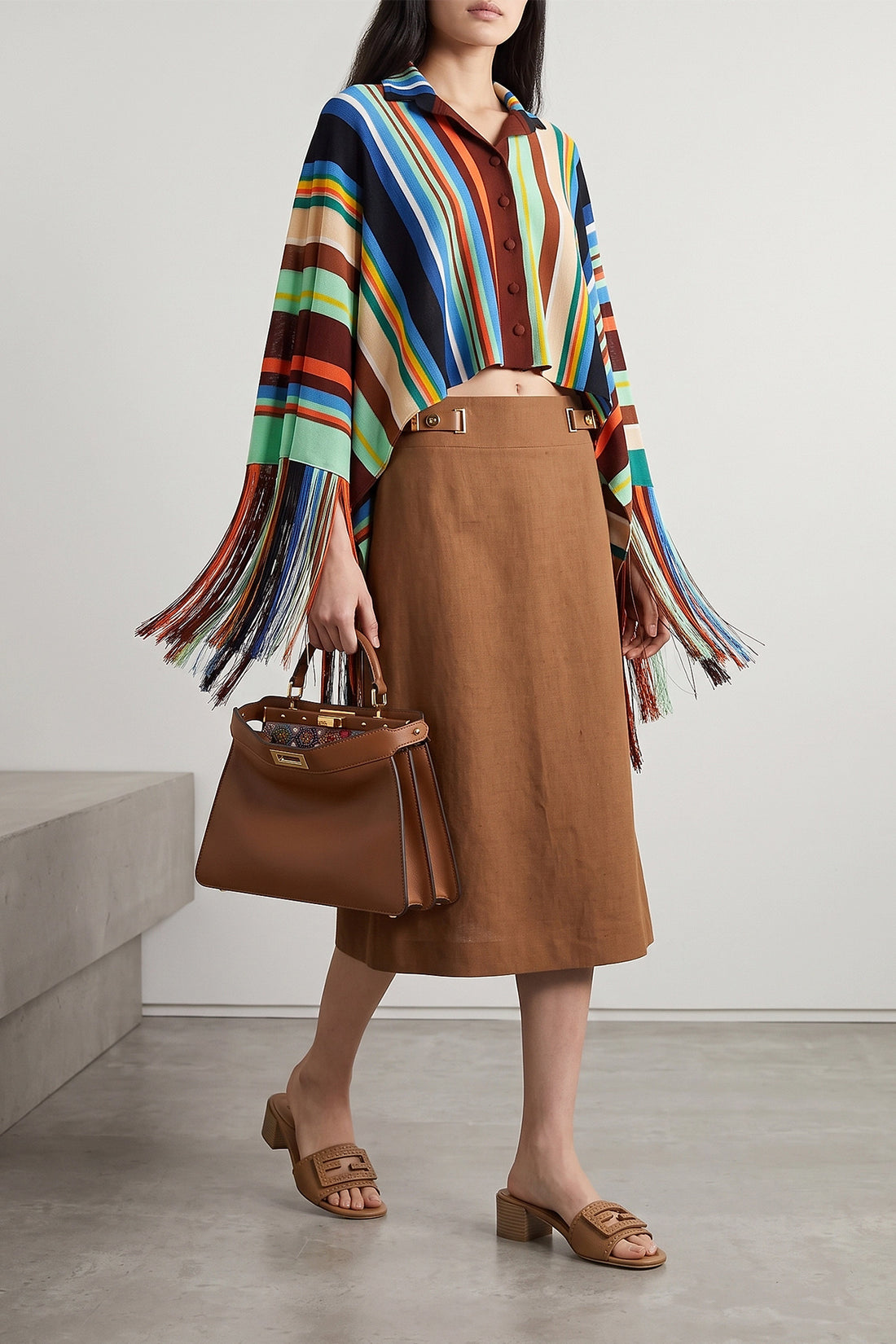 FENDI 42 the fendi midi skirt redefines everyday elegance through a flared silhouette