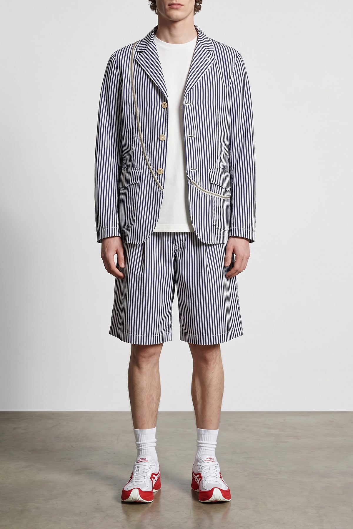 striped cotton poplin bermuda shorts