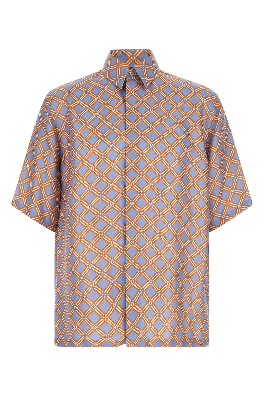 FENDI L the fendi net fendi shirt over silk short sleeve shirt