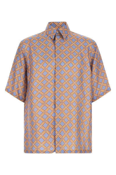 FENDI L the fendi net fendi shirt over silk short sleeve shirt